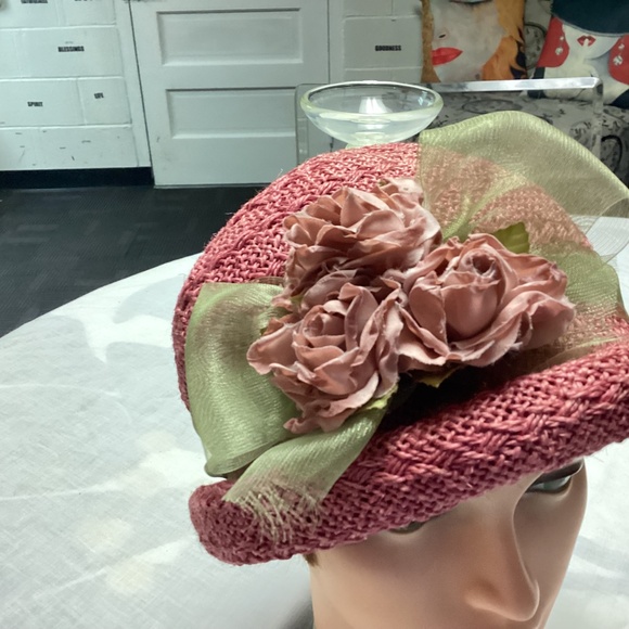 Chic Pink Women's Hat with Floral Accents - Picture 9 of 10